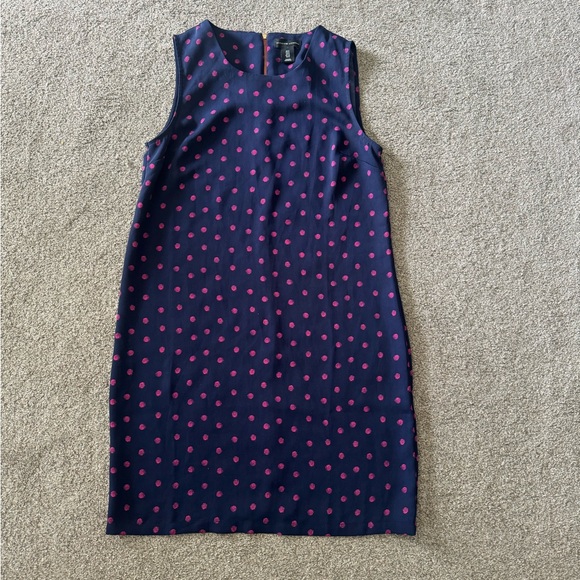 Adrienne Vittadini Dress Size 2 Navy & Pink Polka Dot Shift Sleeveless casual - Picture 8 of 10